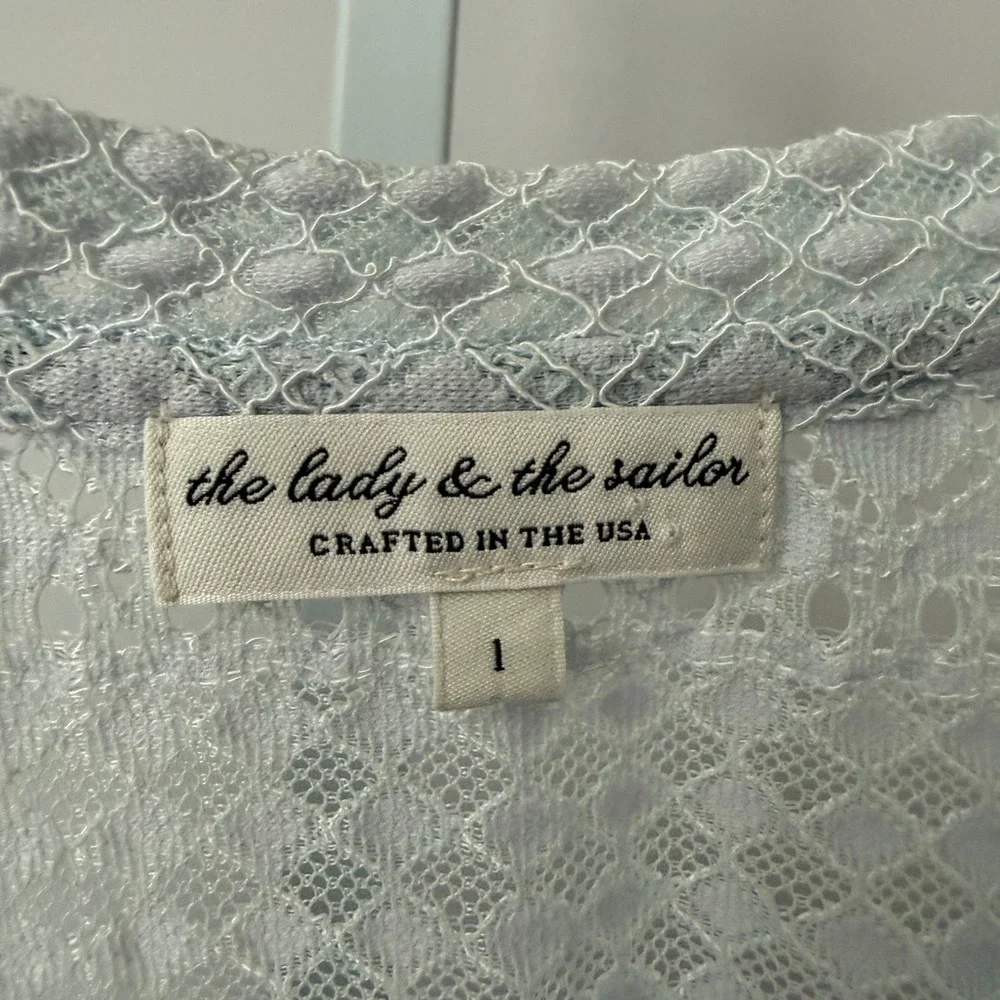 The Lady & the‎ Sailor 1 Light Blue Lace Top Tee Dainty Coquette Feminine